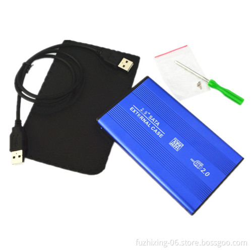 High Quality 2.5 Inch Portable USB 2.0 to SATA HDD Case Enclosure with USB Cable